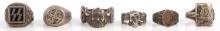 LOT OF 6 WWI WWI GERMAN RINGS SS WIKING