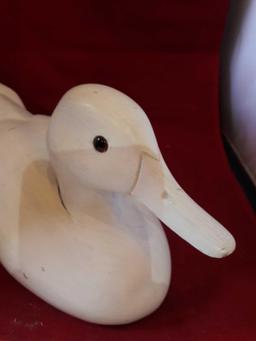 Primed wood duck decoy