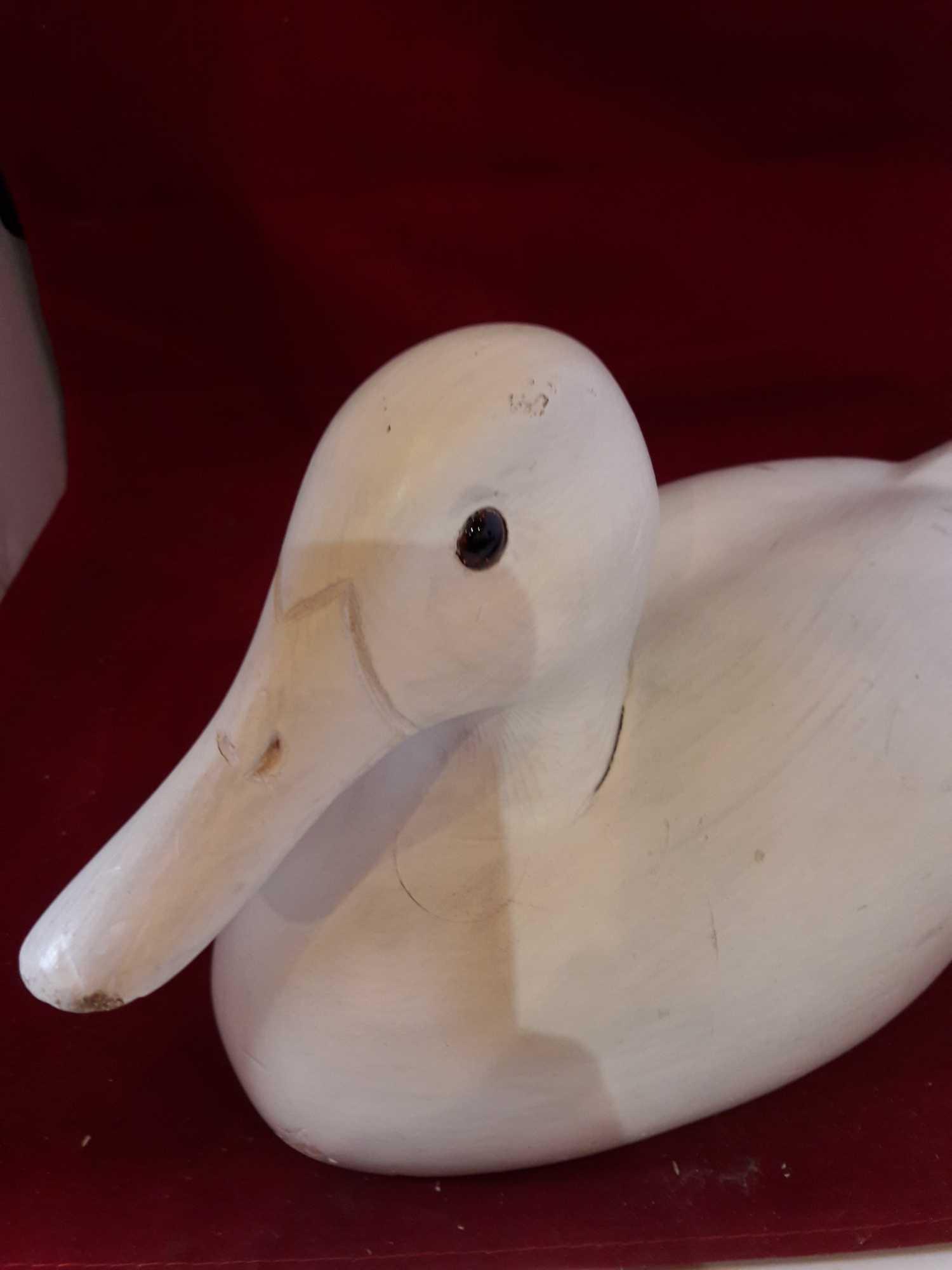 Primed wood duck decoy