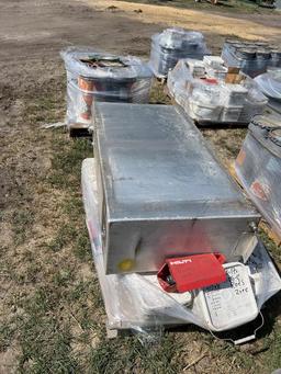 (2) PALLETS OF METAL ROOFING HARDWARE & FUEL TANK