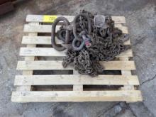 PALLET OF HEAVY STEEL CHAIN SLINGS
