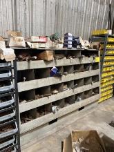 5x7FT PIGEON HOLE BIN STORAGE UNIT W/CONTENTS