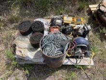 PALLET OF TIES, CONCRETE SPACERS, MISC SUPPORT