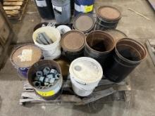 PALLET OF LARGE BOLTS, NUTS, HARDWARE