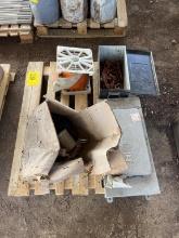 PALLET OF BREAKER BOX, TOOLBOX W/CHAINS & MISC