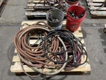 PALLET OF HOSES, LIFELINE, HAND TOOLS