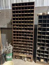 3x7FT PIGEON HOLE BIN STORAGE UNIT W/CONTENTS