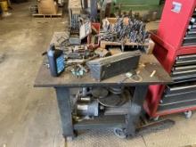 3x3FT STEEL SHOP TABLE W/CONTENTS