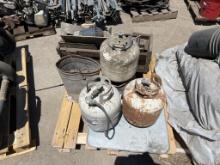 PALLET OF PROPANE TANKS, CHAINS, MISC