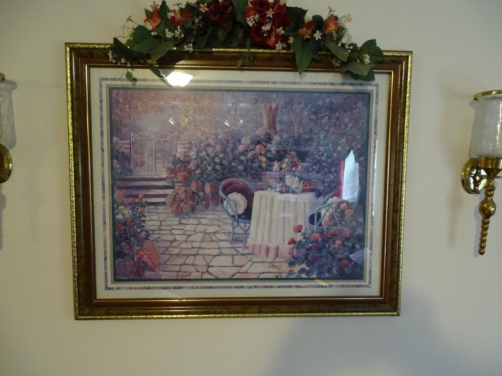 Garden Picture & flowers on top-31"L x 24" H