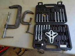 Bolt type Wheel puller set, 2 C Clamps