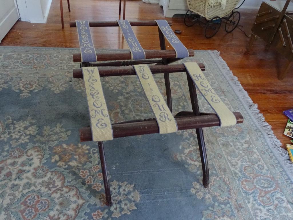 2 luggage racks-"Welcome to Our Home"
