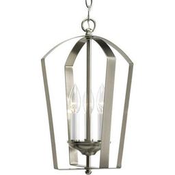 Three-light foyer fixture Brushed Nickel-P3928-09-~Pkg. dimensions: 16.18"L x 12.01"W x 6.3"H