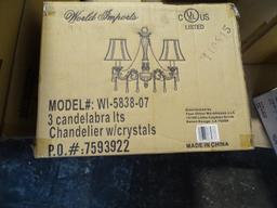 World Imports, Alyssa Collection 3-Light Distressed White Chandelier, WI583807