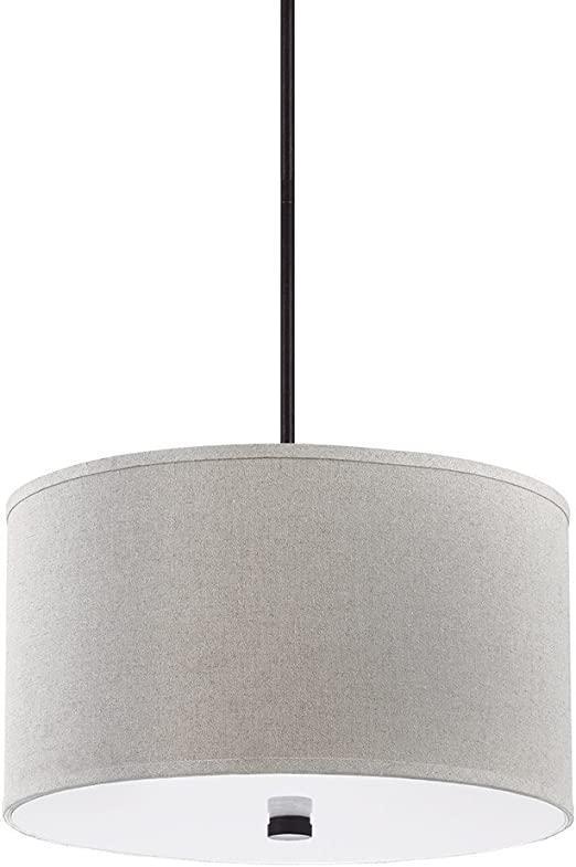 ransitional Three Light Seagull-Dayna Shade Pendants Bronze/Dark Finish, Burnt Sienna