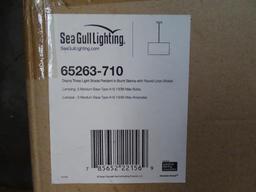 ransitional Three Light Seagull-Dayna Shade Pendants Bronze/Dark Finish, Burnt Sienna