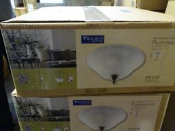 Progress Lighting Renovations 3 Light Flush Mount Ceiling Fixture with Etched Glass Shade - 16" Wide