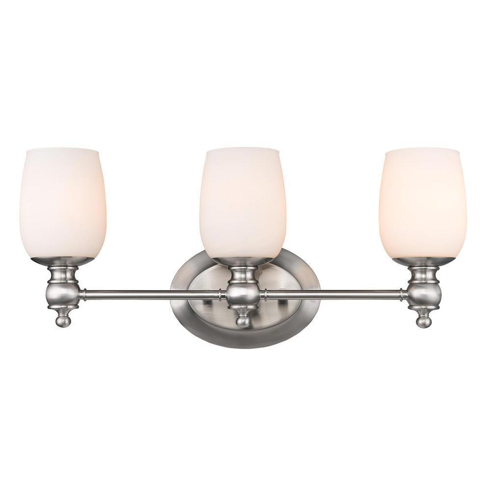3 Light Bath Vanity (2115-BA3 PW-OP) by Golden Constance 3 Light Bath Vanity in Pewter with Opal Gla