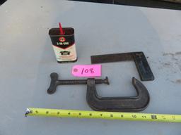 CINCINNATI TOOL CO. MADE IN USA CLAMP, L SQUARE AND 3 IN ONE OIL CANTEEN