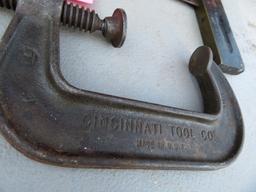 CINCINNATI TOOL CO. MADE IN USA CLAMP, L SQUARE AND 3 IN ONE OIL CANTEEN