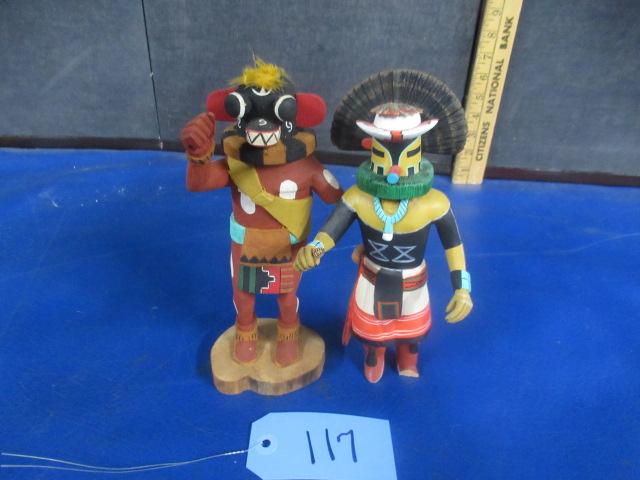 E. HARVEY CHAVEYO HOPI KACHINA DOLLS  9" T.  MISSING SOME SMALL PARTS