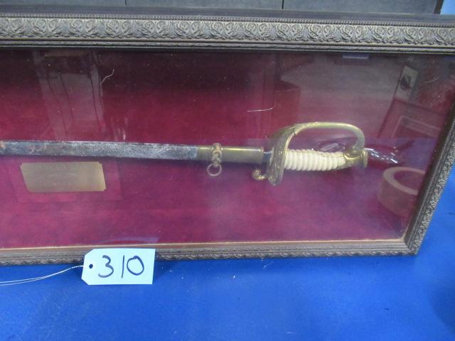 NAVAL SWORD IN CASE  SEE NAME PLATE