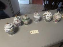 6 SMALL ORIENTAL VASES  6" T