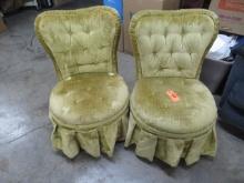 (2)  TUFTED  YELLOW UPHOLSTERED CHaIRS