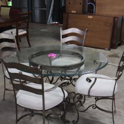 GLASS TOP PATIO TABLE & 4 CHAIRS
