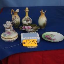 MISC. HAND PAINED ITEMS- SHOE FIGURINE HAS SMALL CHIPS