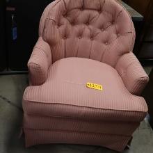 PINK TUFTED UPHOLSTERED SWIVEL CHAIR