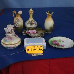 MISC. HAND PAINED ITEMS- SHOE FIGURINE HAS SMALL CHIPS