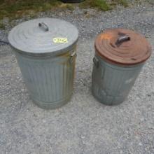 2 ALUMINUM TRASH CANS
