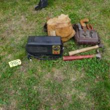 HOME SERVICE STATION RADIO , HAMMERS, TOOL BAGS