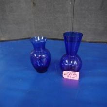 2 COBALT VASES