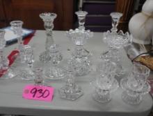 13 GLASS CANDLEHOLDERS  3-8t