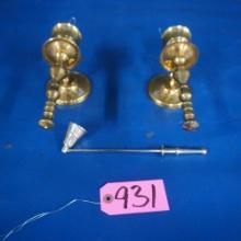 BRASS CANDLEHOLDERS & CANDLE SNIFFER