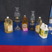 2 OIL LAMPS AND LAMP OIL