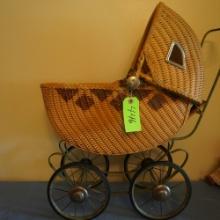 WICKER DOLL CARRIAGE