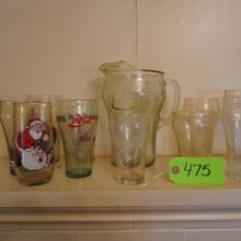 COKE PITCHER AND GLASSES