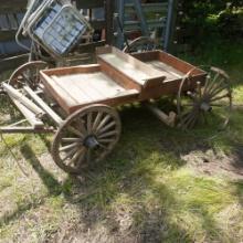 SMALL HORSE DRAWN WAGON- NEEDS 2 WHEELS- NEEDS REBUILT