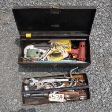 TOOL BOX W/ MISC. WRENCHES AND SOCKETS