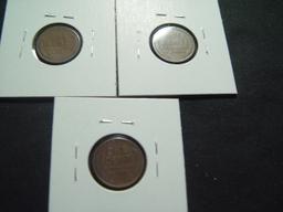 Three 1910-S Lincoln Cents: Good, VG, VF with corrosion spot @ 11:00