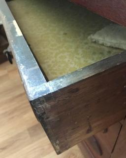 Marble-top 3-Drawer Chest with Burled Wood Detailing and Original Pulls (LPO)