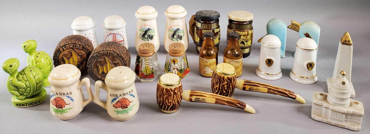 (12) Pair of Salt & Pepper Shakers Souvenir Themed