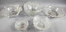 (5) Early American Pattern Glass Bowls