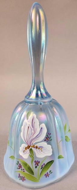 Fenton Iris on Misty Blue Satin Bell