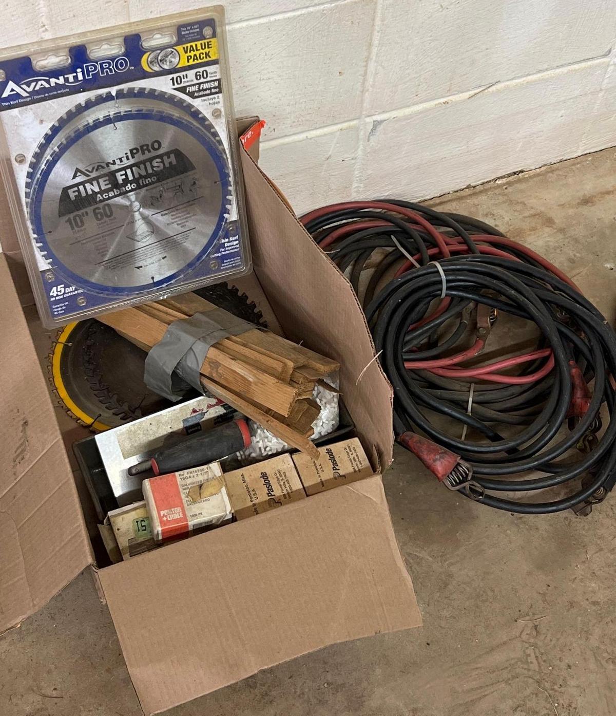 (2) Jumper Cables & Box of Sawblades