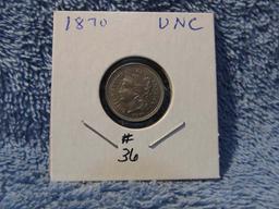 1870 3-CENT NICKEL BU