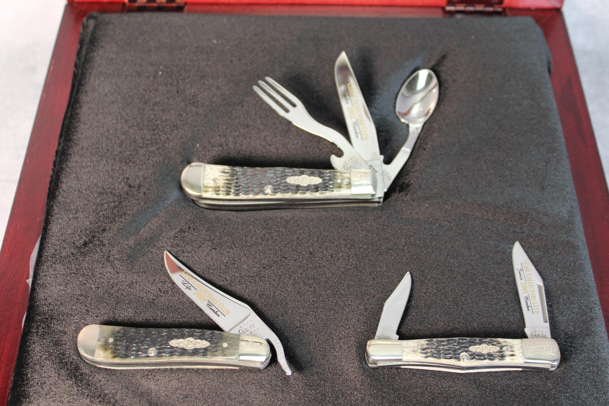 2001 Case XX Collector's Club Three Knife Set in Display Box